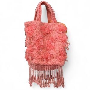 Viral Beaded Sequin Crystal Bag Pink NWT